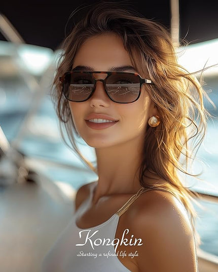 Retro Aviator Sunglasses for Women Men:Polarized Trendy Vintage 70s Rectangle Womens Shades Sun Glasses UV Protection