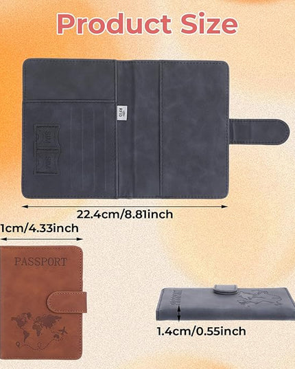 2 Pack Passport Holder for Travel, Passport Wallet Cover Case Waterproof RFID Blocking Passport Holder with Pen Holder Travel Essential, Passport Book Holders for Women and Men(C)