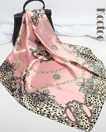 kcctoo 27.5" Mulberry Silk Feeling Head Scarf Women's Fashion Square Neck Satin Scarfs for Bag Hair Scarves Gift