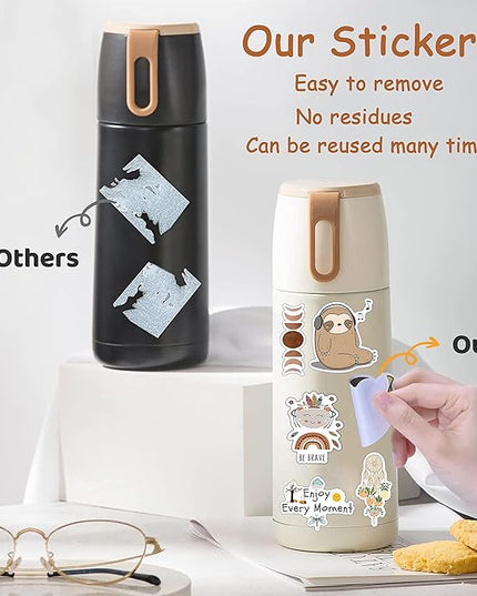 300 PCS Aesthetic Boho Stickers, Cute Vinyl Waterproof Stickers for Water Bottles Laptop Phone Journaling Scrapbook Junk Journal, Scrapbooking Supplies Kit, Sticker Packs for Adults Teens
