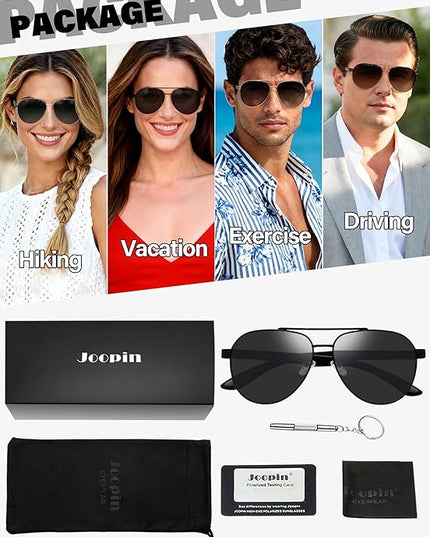 Joopin Polarized Metal Aviation Sunglasses Men, Classic Military Sun Glasses Women, Rectangle Shades UV400 Protection Costume