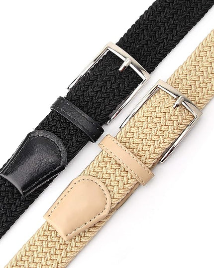 Radmire 2 Pack Elastic Braided Woven Canvas Belts for Men and Women