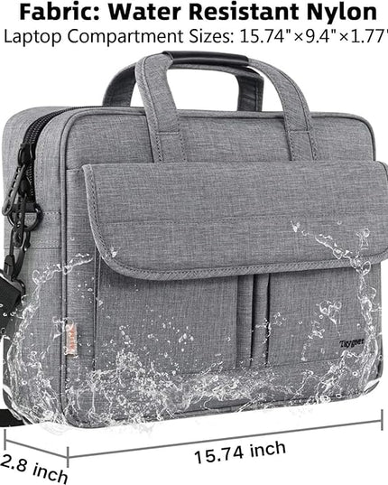 Taygeer Laptop Bag for Men, Water Resistant Crossbody Messenger Shoulder Bag for Business, Professional Premium Office Briefcase, Portable 15.6 Inch Carry On Laptop Case for Notebook/Computer, Grey