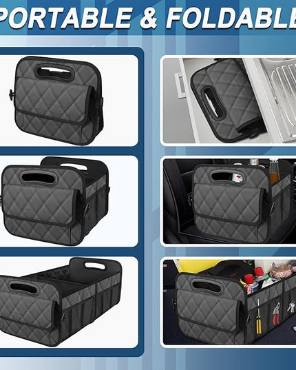 Deosk Car Trunk Organizer for SUV, Car Organizers and Storage with 6 Pocket, Car Accessories for Women/Men 70L Waterproof Polyester Trunk Organizer(Large, Charcoal)