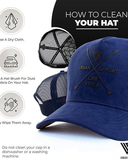 Urban Effort Mesh Back Cap - for Men and Women Baseball Hat 5-Panel Trucker Hat - Great Snapback Closure for Hunting & Hiking
