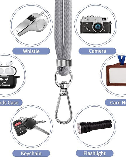CACOE Phone Lanyard 2 Pcs-1 Pcs Adjustable Neck Strap, 1 Pcs Wrist Strap, 2 Pcs Pads, Universal Crossbody Multifuctional Cell Phone Lanyards Compatible with Most Smartphones(Gray)