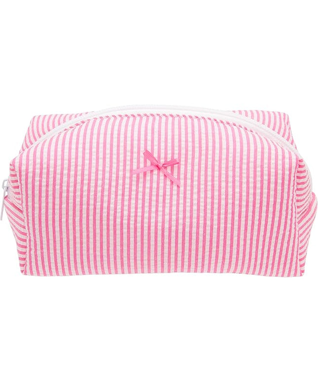 PAZIMIIK Cozy Makeup Bag Small Aesthetic Travel Zipper Cosmetic Pouch for Women Make Up Beauty Accessories Brushes, Stripe Hotpink