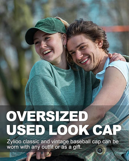 XXL Oversize Washed Denim Baseball Cap,Low Profile Jean Sports Cap for Big Heads 23.5"-25.5",Large Pigment Dyed Dad Hat