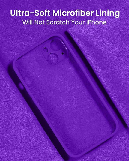 FireNova Designed for iPhone 14 Case, Silicone Upgraded [Camera Protection] Phone Case with [2 Screen Protectors], Soft Anti-Scratch Microfiber Lining Inside, 6.1 inch, Neon Purple