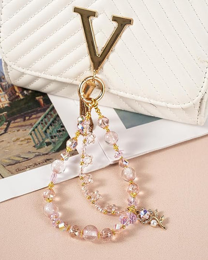 Phone Charm for Women, Anti-Theft Phone Wrist Strap Hands-Free & Beaded Chain,Tether Tab