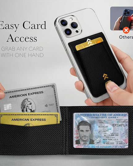 Genuine Leather Magsafe Wallet,10 Card Holder With Stand, Slim Magnetic Wallet Mag Safe for iPhone,Compatible With iPhone 17/16/15/14/13/12 Series and Selected Samsung Devices Apple Accessories, Fiber