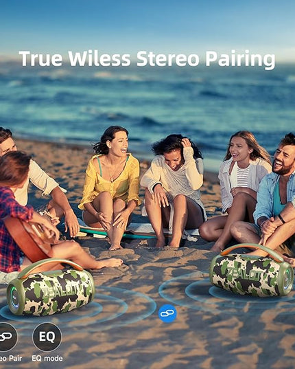 ZEALOT P11 Bluetooth Speaker, 80W Peak Wireless Stereo, Ultra Lightweight Portable Design and IPX6 Waterproof, Customize EQ for Outdoor/Camping/Beach/Travel (camo)