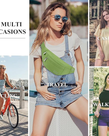 MAXTOP Large Crossbody Fanny Pack with 4-Zipper Pockets,Gifts for Enjoy Sports Festival Workout Traveling Running Casual Hands-Free Wallets Waist Pack Phone Bag Carrying All Phones
