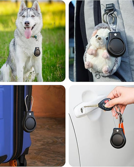 DDJ IPX8 Waterproof for Air Tag Lock Case with Wire Cable, Airtag Keychain Holder [2 Pack], Ultra Durable Anti-Lost Protective Case for Apple Airtags with Keyring for Luggage, Key, Backpack, Pet