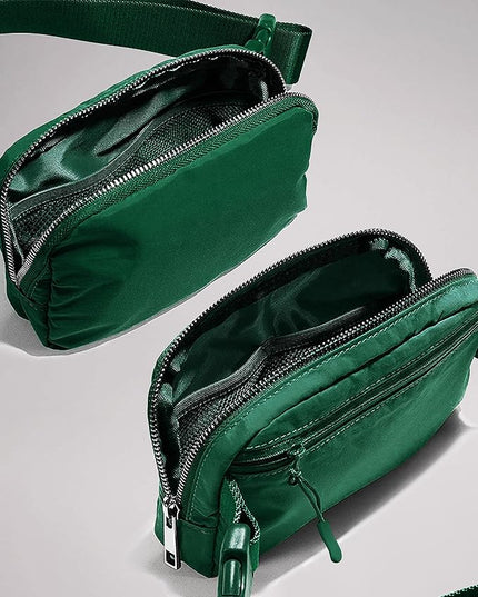 YOSHUYUKI Cross Body Fanny Packs for Women Men Fashion Waist Bag Pouch Nylon Small Travel Crossbody Bags Mini Purse Everywhere Belt Bag Bum Bag for Workout Running Hiking Everglade Green