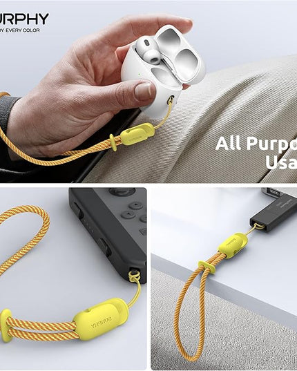 SURPHY 2 Pack Phone Lanyard for Cellphone Case, Phone Wrist Strap for Case, Cellphone Strap with 2-Color Braided, Charm Wrist Lanyard for Women and Men, Yellow & Gray