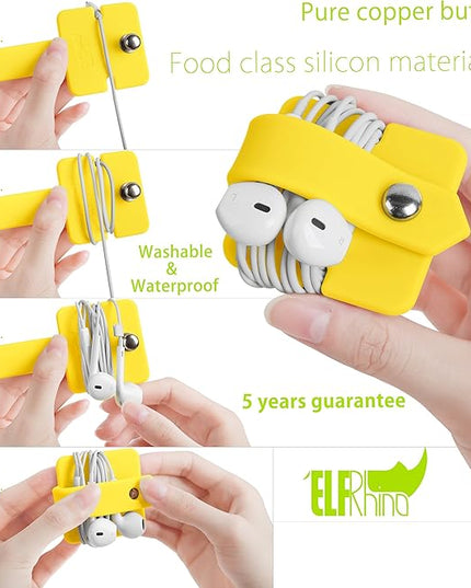 Portable Electronic Device Cover Cord Organizer for Earphones, Yellow