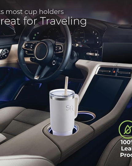SIPX™ 30 oz Insulated Tumbler with Handle & Straw – Vacuum Insulated Stainless Steel, Leakproof, Cupholder Friendly – Perfect for Iced Coffee, Water & Travel – Black