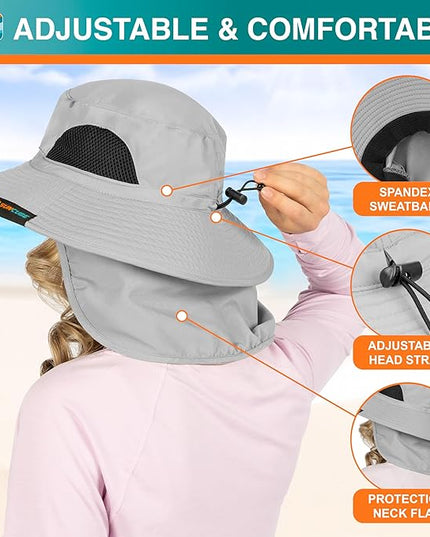 SUN CUBE Wide Brim Sun Hat Men Women, Fishing Hats Sun UV Protection, Mens Hiking Bucket Hat Safari Beach Boonie, UPF 50+