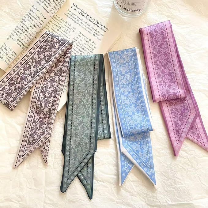 24PCS Fashion Scarves for Women Multifunctional Neck Scarves Purse Scarf Headbands for Bags Hair Accessories
