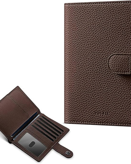 VULKIT Leather Passport Wallet for 2 Passports Slim Double Passport Holder RFID Blocking Passport Travel Wallet with ID Window for Women
