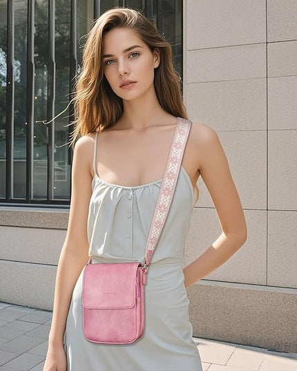 APHISON Small Crossbody Bags for Women Trendy, Leather Phone Wallet Purses Handbags Card Slots with Adjustable Guitar Strap