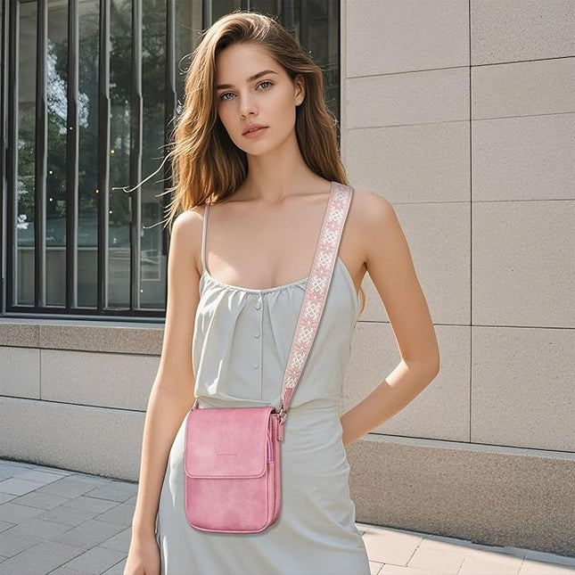 APHISON Small Crossbody Bags for Women Trendy, Leather Phone Wallet Purses Handbags Card Slots with Adjustable Guitar Strap