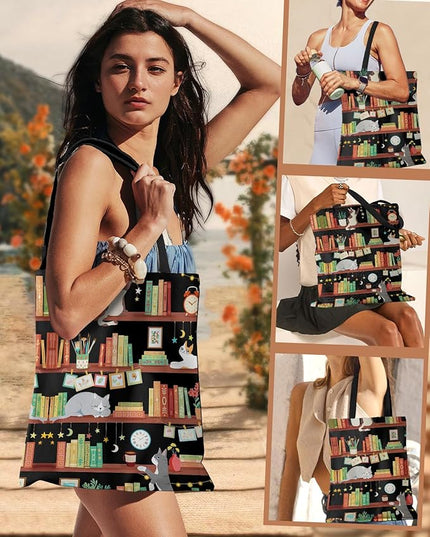 Aesthetic Canvas Tote Bag - Reusable Shoulder Tote Bag for Women Lady Casual Vacation, Shopping, Work, Gym
