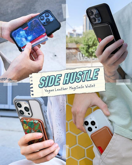 Smartish Wallet for MagSafe iPhones - Side Hustle - Vegan Leather Slim Detachable Magnetic Card Holder for Apple iPhone 17/16/15/14/13/12/13/12 Models - Spaced Out