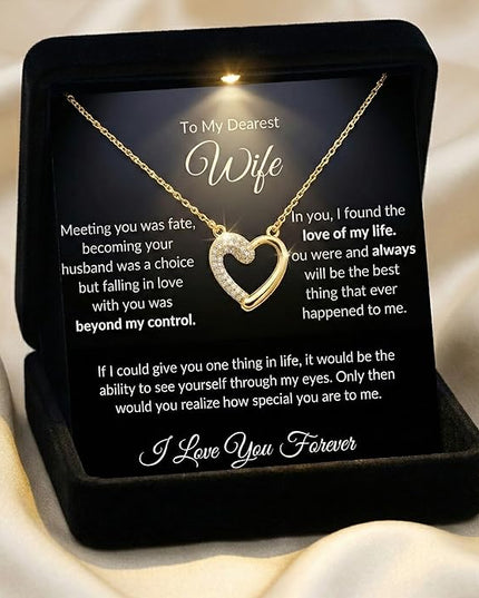 Evername To My Wife, Beautiful Necklace with an Emotional Message Card in a Luxury LED Jewelry Box. Great Birthday, Anniversary, Valentines Day Gift