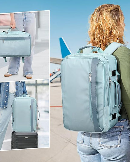PIJUSHI Travel Backpack for Women Expandable Carry on Luggage Backpack Airline Approved Personal Item Laptop Bag(PE034 Blue)