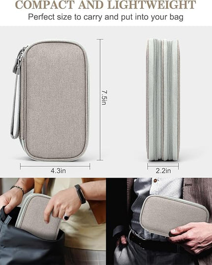 FYY Electronic Organizer, Travel Cable Organizer Bag Pouch Electronic Accessories Carry Case Portable Waterproof Double Layers All-in-One Storage Bag for Cable, Cord, Charger, Phone, Earphone Khaki