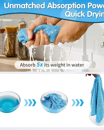 FIXSMITH Blue Microfiber Cleaning Cloth -Pack of 8, Highly Absorbent Cleaning Rags, 16"X12" All Purpose Cleaning Towels for Housekeeping, Kitchen, Car, Lint Free and Reusable Microfiber Towels