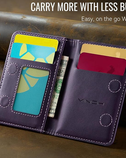 Vinich for MagSafe Wallet Magnetic RFID Blocking Card Holder Compatible with MagSafe Phones and Cases, Strong Magnet Minimalist Phone Wallet for iPhone 17/16/15/14/13/12/ Pro/Max/Plus, Vintage Purple