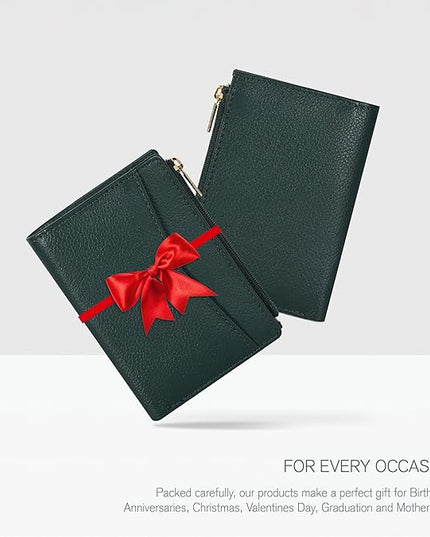 Oak Leathers Leather Wallet For Women - Small RFID Coin Purse Credit Card & ID Holder for Ladies, Gift for Women's, Bifold Wallets (Nappa Dark Green)