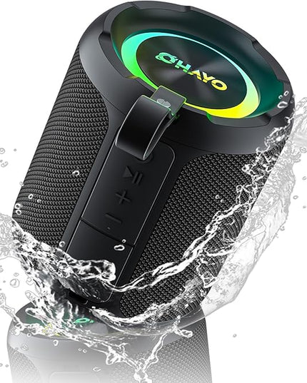 OHAYO 40W Wireless Portable Bluetooth Speaker with Lights, IPX7 Waterproof, Loud Sound, RGB Lights,TWS Pairing, AUX&TF-Card in, for Home/Party/Travel/Outdoor/Beach