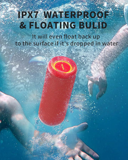 SOWO Portable Bluetooth Speaker, Waterproof IPX7, 25W Loud Wirelss Speaker with Big Audio and Punchy Bass, Outdoor Bluetooth for Party, Beach, Travel, Girls Gifts - Red