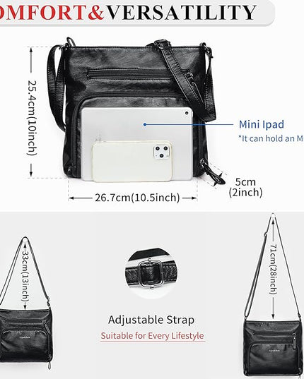 Crossbody Purses for Women Soft Vegan Leather Cross Body Handbag Lightweight Medium Shoulder Purse Travel Casual Bag