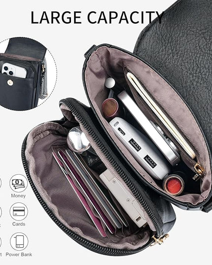 APHISON Small Crossbody Bags for Women Trendy, Leather Phone Wallet Purses Handbags Card Slots with Adjustable Guitar Strap