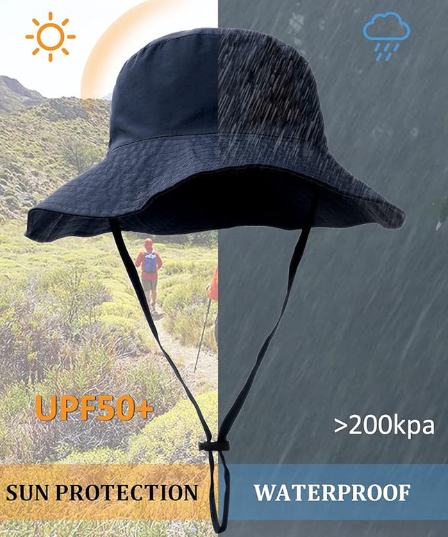 Water-Resistant Sun UPF 50+ Bucket Hat Protection Packable Brimmed Boonie for Women Men Summer Lightweight Hiking Outdoor Cap