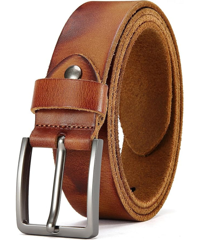 DOOPAI Men's Genuine Leather Casual Belt -Full Grain Leather Belt for Men- 1.5" Handmade Jeans Belt with Gift Box