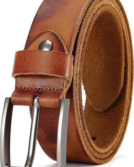 DOOPAI Men's Genuine Leather Casual Belt -Full Grain Leather Belt for Men- 1.5" Handmade Jeans Belt with Gift Box