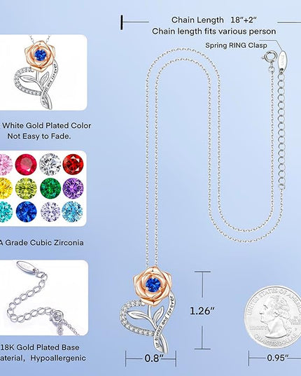LAVALE Heart Birthstone Necklace for Women, Ideal Anniversary Birthday Gifts for Women Wife Girlfriend Her, Amazing Valentine's day Gift for Mom Women