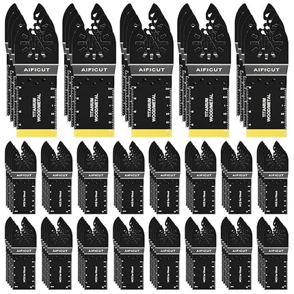 100pcs Oscillating Saw Blades Universal Wood Multitool Blades Quick Release Oscillating Tool Blades Kits Fit Porter Cable Black & Decker Rockwell Ridgid Ryobi Milwaukee Chicago Craftsman