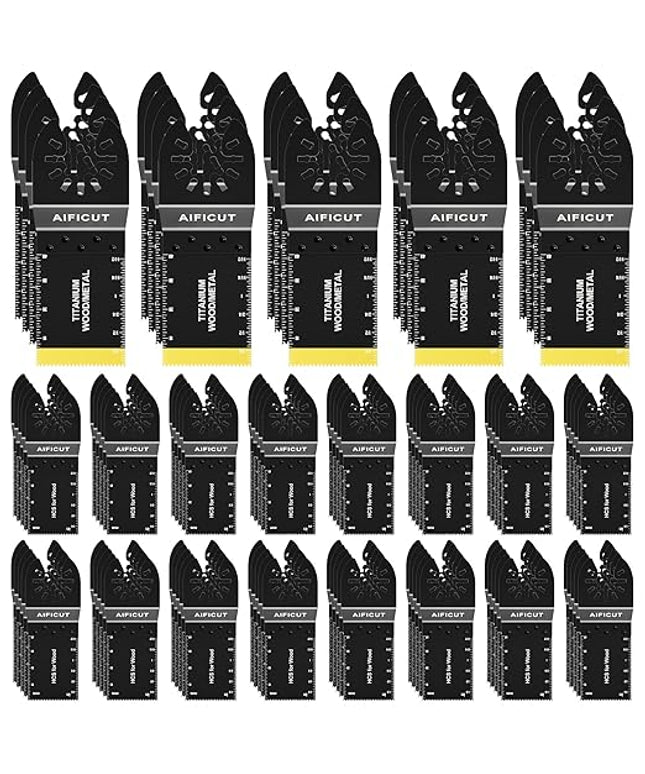 100pcs Oscillating Saw Blades Universal Wood Multitool Blades Quick Release Oscillating Tool Blades Kits Fit Porter Cable Black & Decker Rockwell Ridgid Ryobi Milwaukee Chicago Craftsman