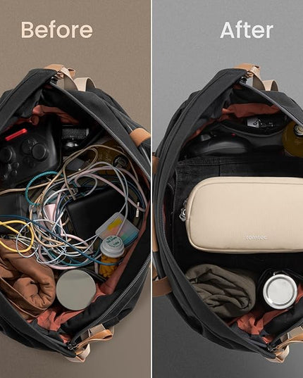 tomtoc Electronics Organizer Travel Case, Water Resistant Travel Bag Cable Organizer for Essentials, Tech Pouch Accessories Carry Storage for Cord, Phone, Cables, Airpods, USB Flash Drive, Daily Items