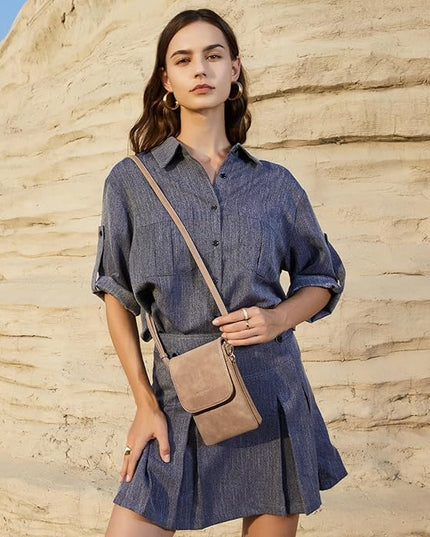 BOSTANTEN Vegan Leather Small Crossbody Bags for Women Designer Cell Phone Bag Wallet Purses Adjustable Strap