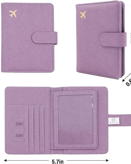 Melsbrinna Rfid Passport Holder for Travel women/Men, Cute Passport Wallet Rfid Blocking Card Slots, Rfid Passport Cover/CaseTravel Wallet, Passport Book Holder (1, Purple1)