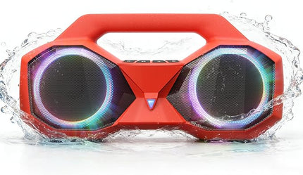 OZJ Bluetooth Speaker 80W(Peak) Loud with Bass, 20H Playtime, IPX7 Waterproof, RGB Lights, TWS, Large Portable Wireless Speakers for Outdoor, Home, Party, Pool, Beach, Tailgating, Gym, Work (Red)