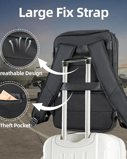 SWESEN Hard Shell Laptop Backpack for Men, Waterproof Laptop bag fit 17.3 Inch Commute Backpack, Tsa Business Commute Backpack,stylish Anti-theft Travel Backpacks USB Charging Port, Black